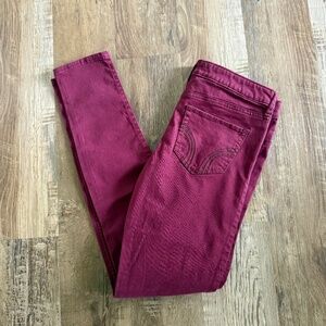 Hollister Burgundy Wine Super Skinny Y2K Cotton Jeans Sz 28